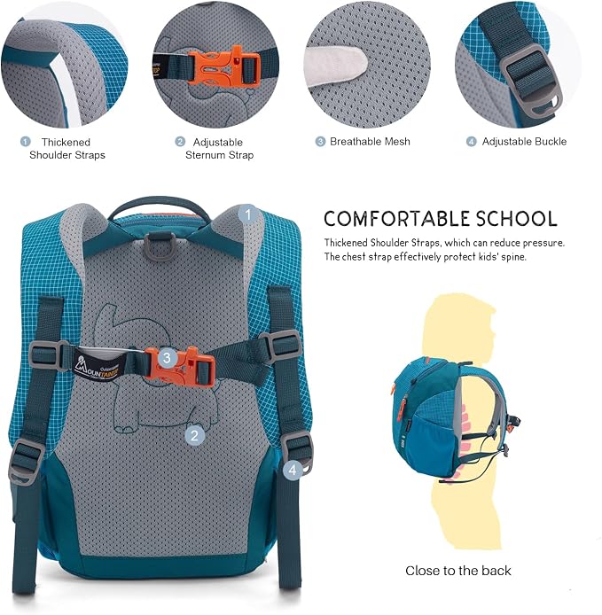 MOUNTAINTOP 8L Kids Backpack, Toddler Backpack Travel Daypack - Image 3