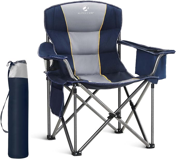 LET'S CAMP Folding Camping Chair Oversized Heavy Duty Padded Outdoor Chair by LETSCAMP