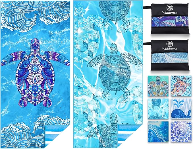 2 Pack Microfiber Lightweight Beach Towel Sand Free Quick Dry Absorbent Thin by WIDDONEN