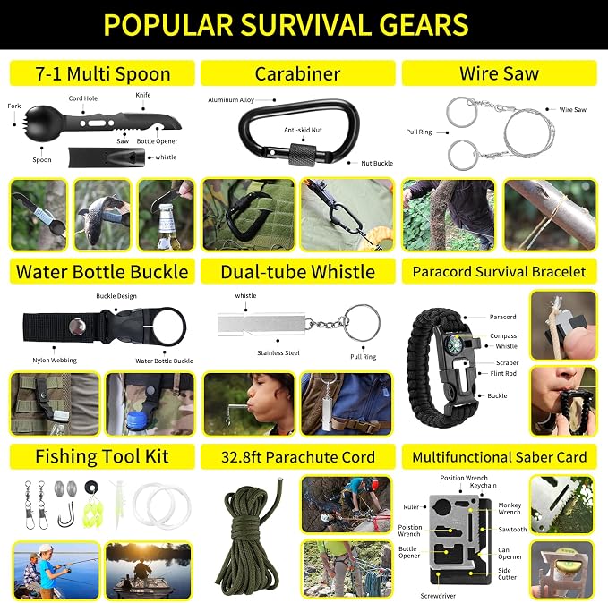 Survival Kit, Gifts for Men Outdoor Adventure Camping Hiking Hunting - Image 5