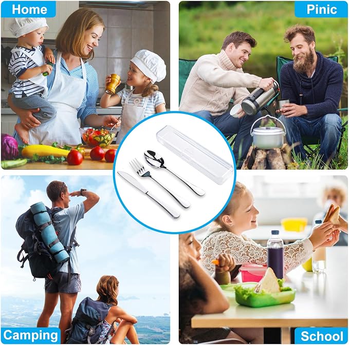 Travel Utensils With Case, Stainless Steel Reusable Portable Utensils Set With - Image 6