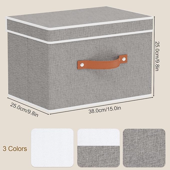 Collapsible Storage Bins with Lids, 1 Pack Linen Foldable Cloth Baskets - Image 6