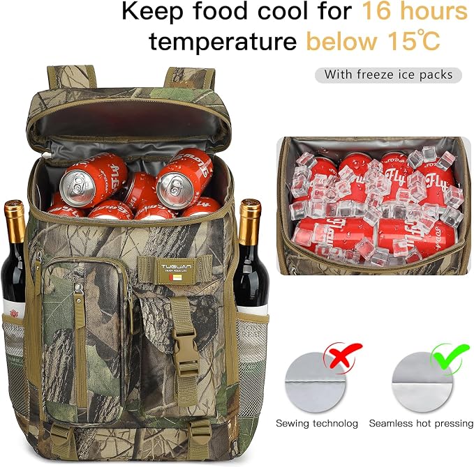TUGUAN Cooler Backpack 36 Cans Insulated Leak Proof Lightweight Lunch Backpack - Image 3