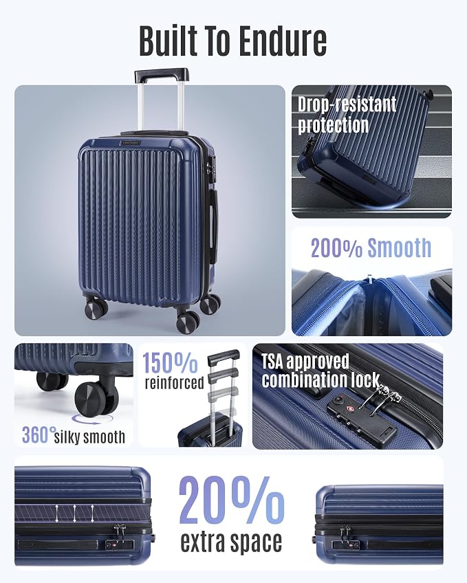 LIGHT FLIGHT Carry On Luggage 22x14x9 Airline Approved, Durable Hard Shell - Image 2