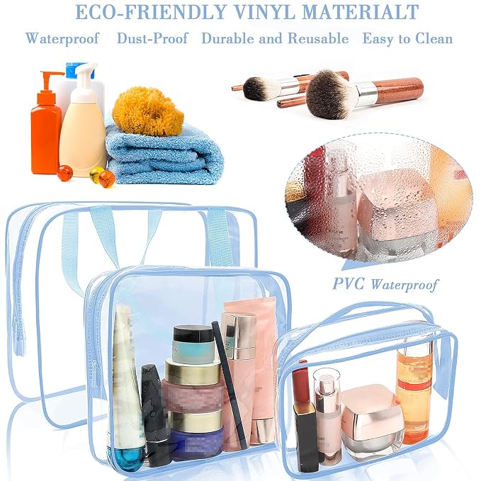 APREUTY Clear Makeup Bags, TSA Approved 6 Pcs Cosmetic Makeup Bags Set Clear PVC - Image 3