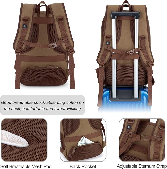 Tzowla Canvas Laptop College Backpack - Image 5
