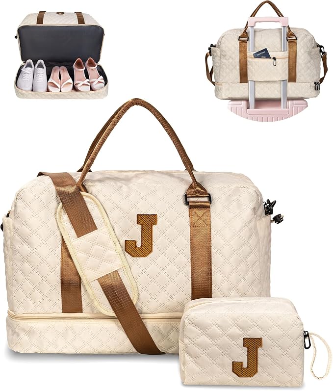 Girls Duffle Bag with Shoe Compartment, Monogrammed Bags, Kids Weekender Bag by Vogewood
