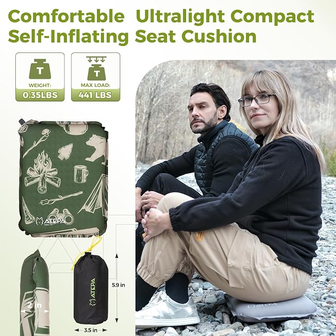 ATEPA Inflatable Stadium Seat Cushion, Self-Inflating Memory Foam Stadium Seats - Image 3
