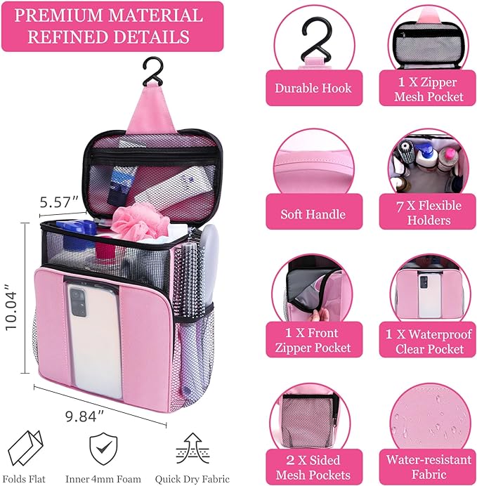 Mesh Shower Caddy, Portable HangingTravel Toiletry Bag Dorm Room Essentials - Image 3