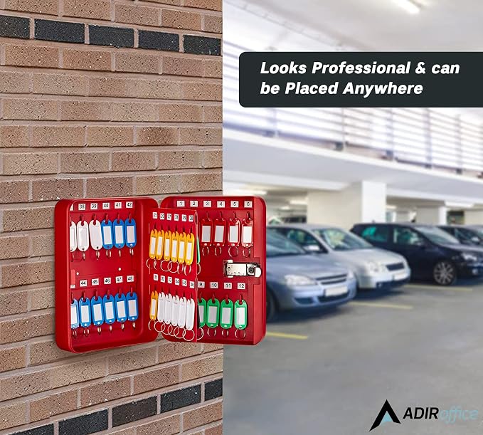 AdirOffice Key Lock Box – 48 Key Hooks Wall Mounted Key Cabinet Lock Box - Image 8