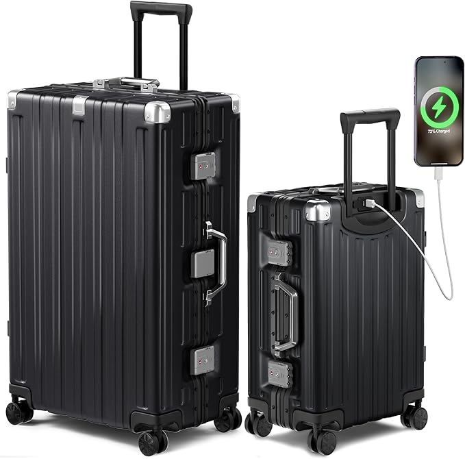 Krute Luggage Sets 2 Pieces Aluminum Frame Suitcase by Krute