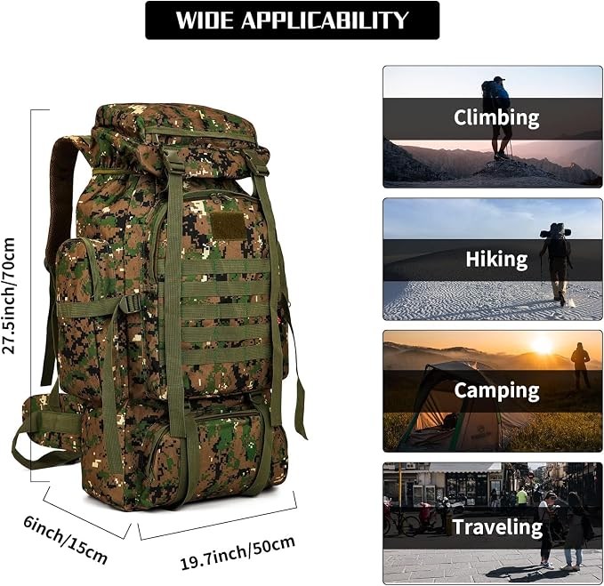 Hiking Backpack for Men 70L/100L Camping Backpack Military Rucksack Molle 3 - Image 5