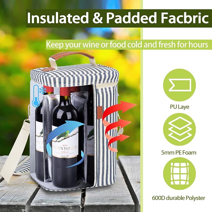 Tirrinia 4 Bottle Leakproof Insulated Wine Carrier Tote Bag - Image 5