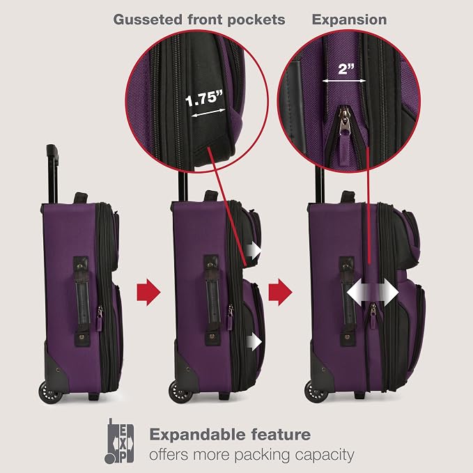 U.S. Traveler Rio Fabric Expandable Carry-on Luggage, Rolling Suitcase - Image 5