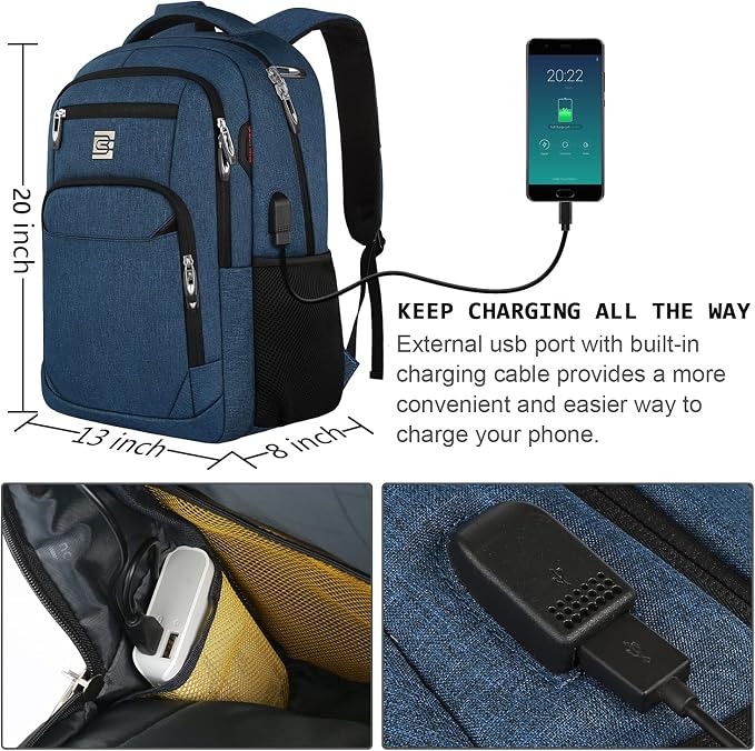 17 Inch Laptop Backpack, Business Anti Theft Slim Durable Laptops Backpack - Image 3