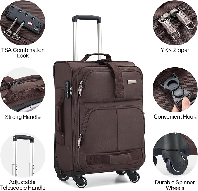 Hanke 20 Inch Softside Expandable Carry On Luggage - Image 4
