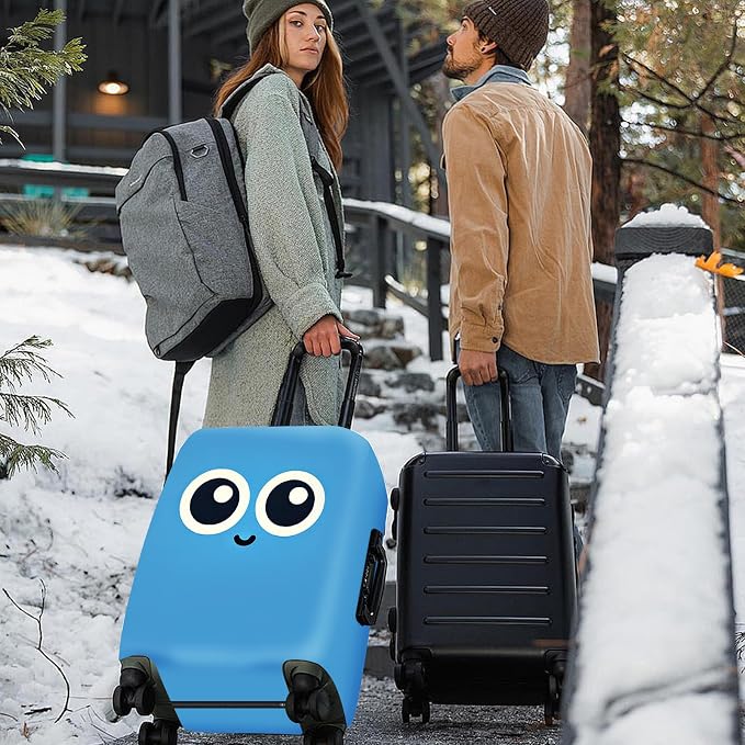 ANNA QUEEN Cute Smiley Face Luggage Cover, Stretchable, Washable Travel Cover - Image 2