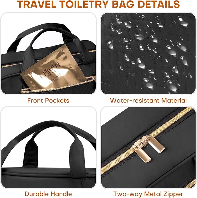 Hanging Toiletry Bag for Women Travel, 2 Sizes Large & Small Waterproof - Image 6