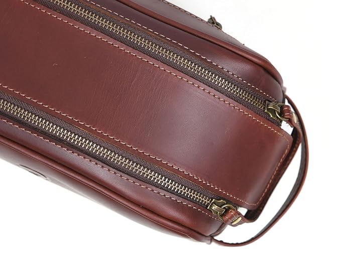 10" Premium Leather Toiletry Travel Pouch - Image 8