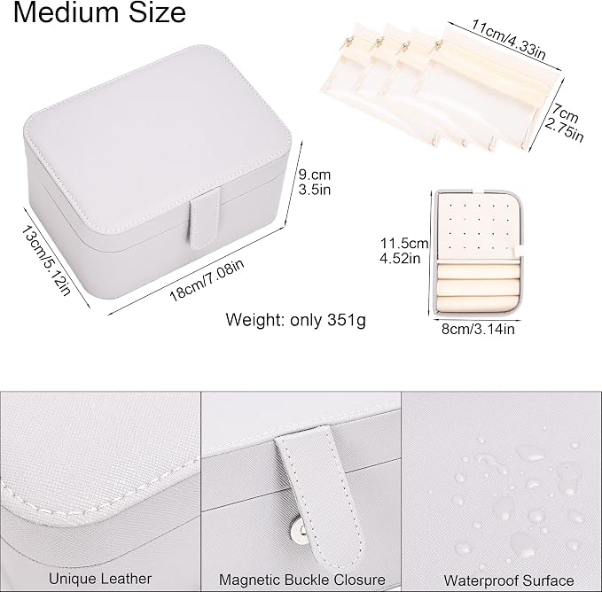 2 Layer Portable Jewelry Box, Large Jewelry Travel Case - Image 2