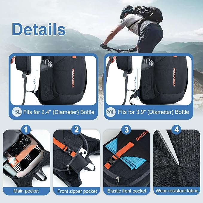 15L Small Hiking Backpack for Men Women Foldable Packable Back Pack Ultralight - Image 3