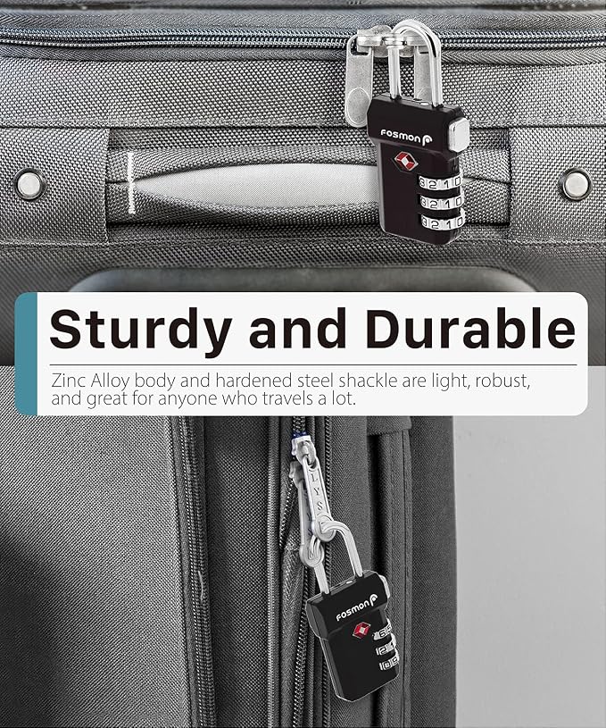 Fosmon TSA Accepted Luggage Locks, Open Alert Indicator 3 Digit Combination - Image 4