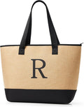 KALIDI Woven Tote Bag for Women, Lightweigh Monogram Beach Bag by KALIDI