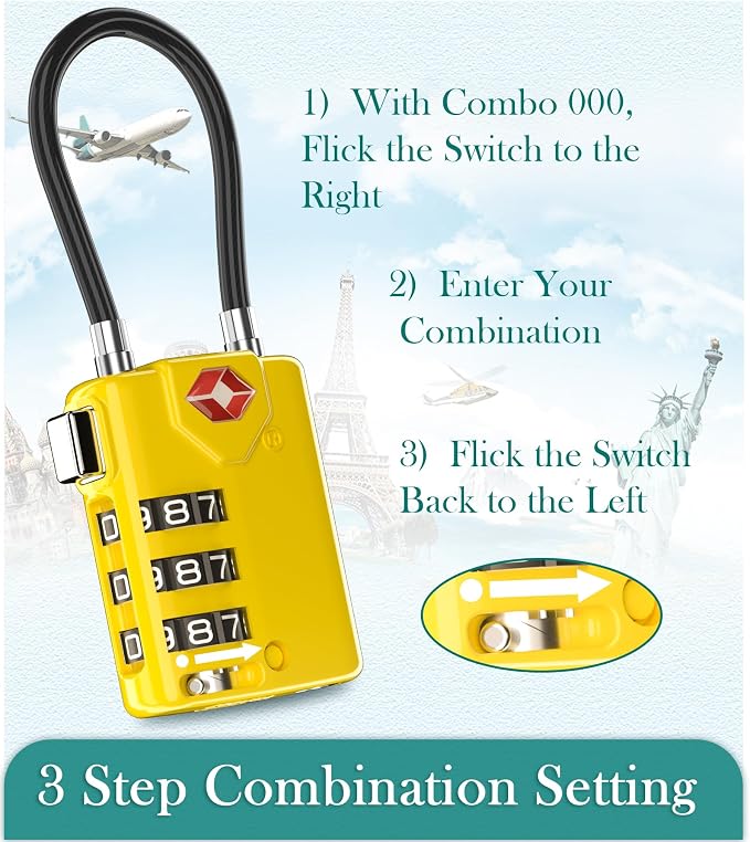 Search Alert TSA Approved Travel Combination Luggage Cable Locks - Image 7