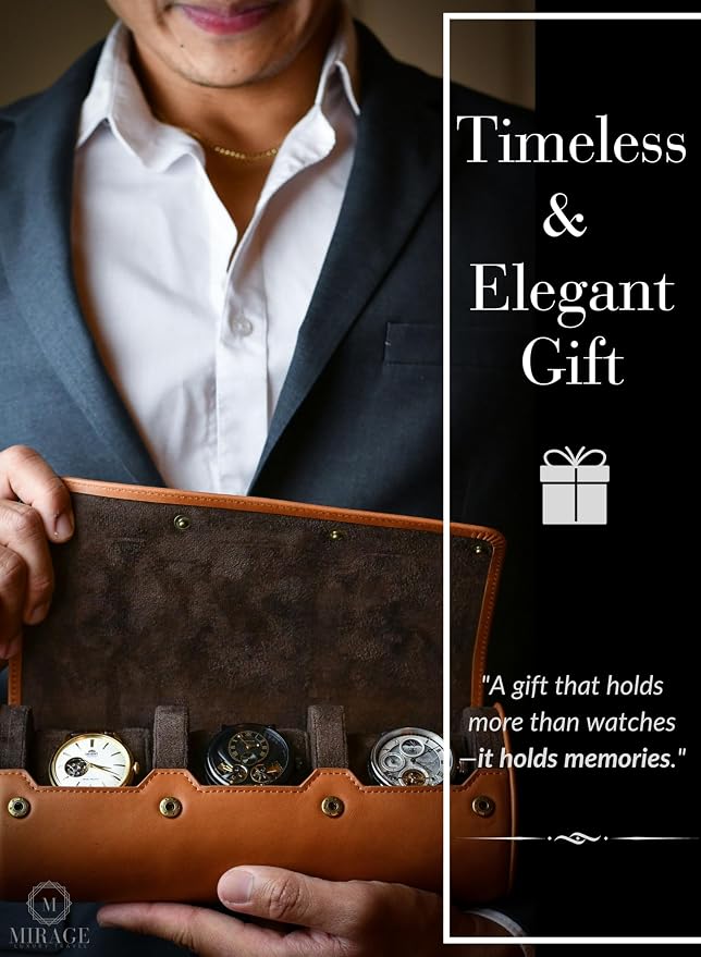 Watch Travel Case for Men – Leather Watch Roll Case Organizer – 3 Watches - Image 3