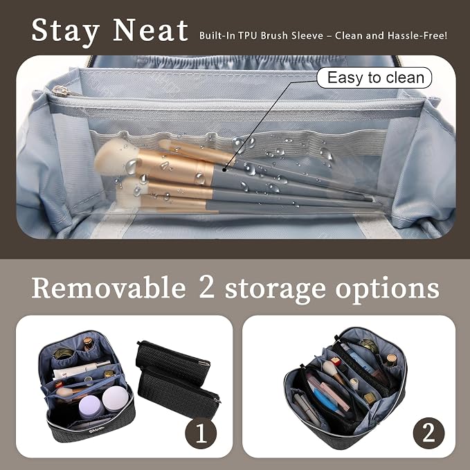 BOYATU Travel Makeup Bags for Women: 3-Set Large Capacity Make up Bags - Image 6