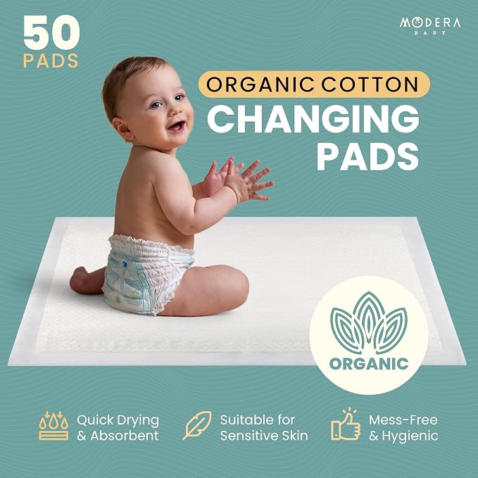 Organic Cotton Disposable Changing Pad Liners | Large 18x24 Hypoallergenic - Image 2
