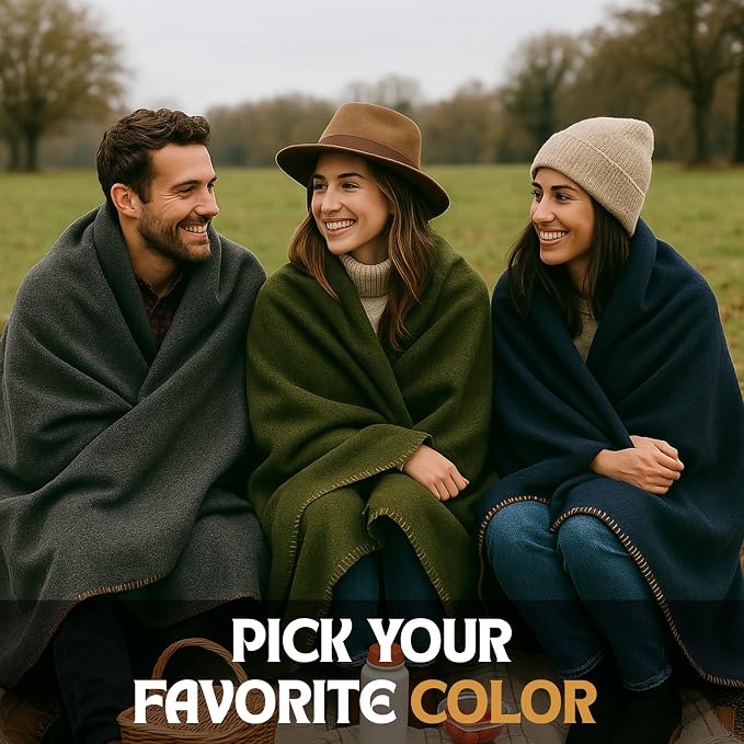 Wool Camping Blanket – 70% Wool Heavy-Duty Military Style Throw, Warm & Washable - Image 4