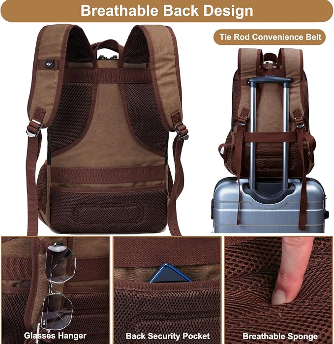 Mactso Canvas Travel Laptop Backpack - Image 4