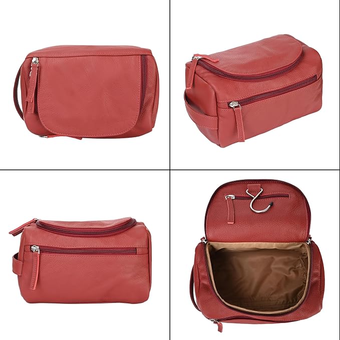 Leather Toiletry Bag For Men Women Dopp Kit Mens Hanging Toiletry Bag Travel - Image 7