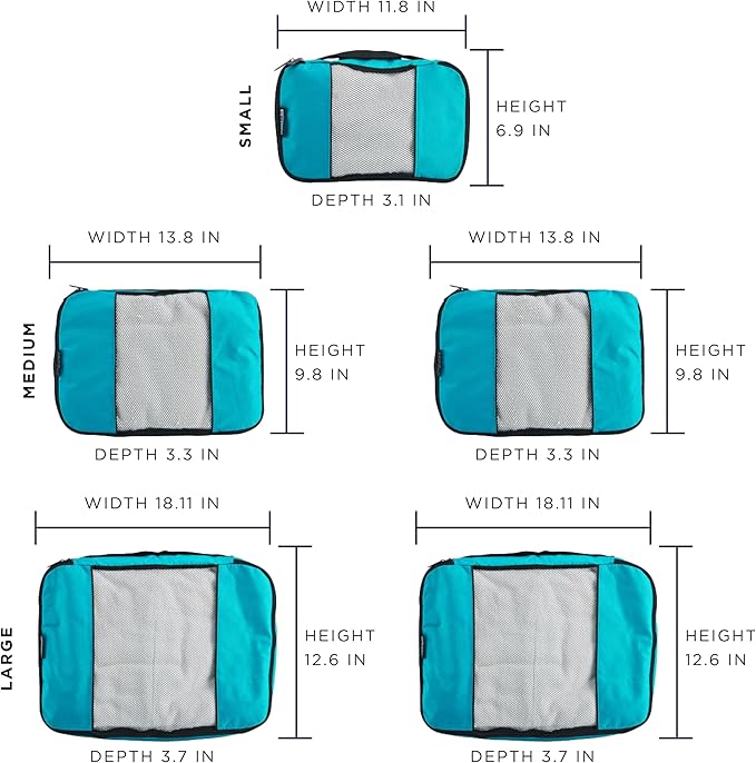 TravelWise Luggage Packing Organization Cubes 5 Pack, 2 Small, 2 Medium - Image 2