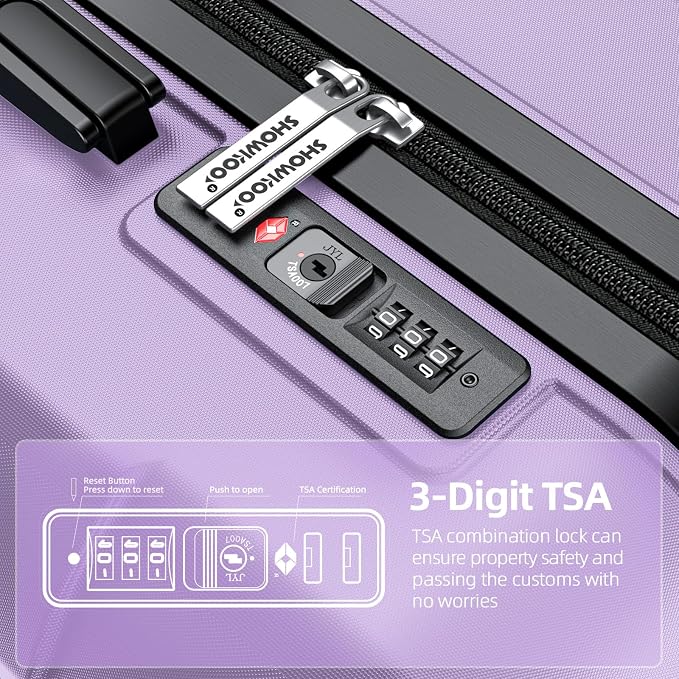 SHOWKOO Luggage Sets Expandable PC+ABS Durable Suitcase Double Wheels TSA Lock - Image 4