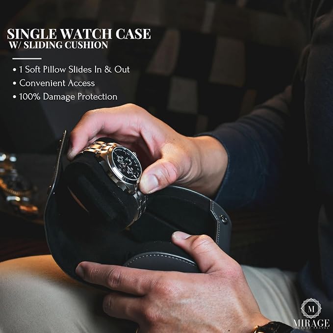 Single Watch Roll Case Watch Travel Case Box 1 Watch Display Case Slate Gray - Image 4