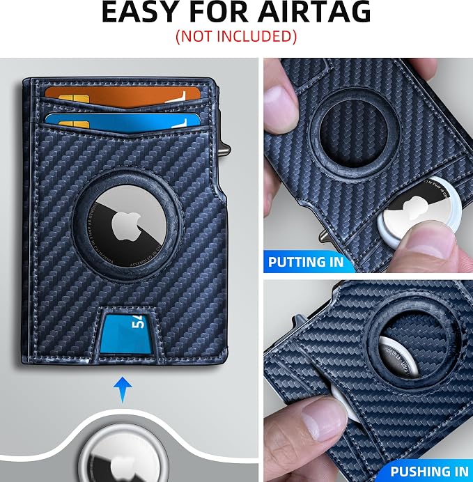 Airtag Wallet for Men, with Money Clip 10 Cards Metal Case Smart Slim Pop Up - Image 4