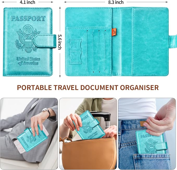 Herain Passport Holder for Travel Cruise Essentials, RFID Passports Book Card - Image 3