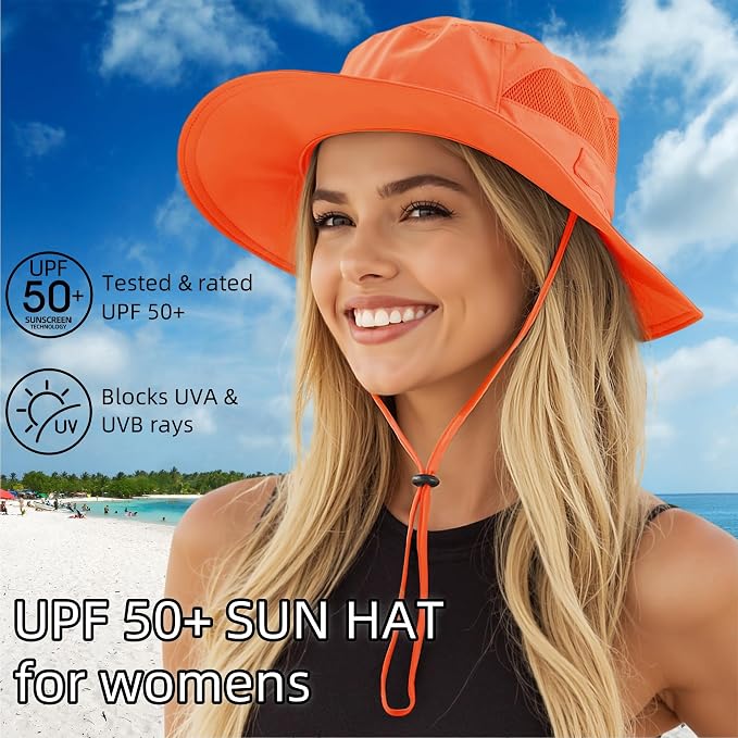 Connectyle Women's UPF 50+ Sun Hat UV Protection Wide Brim Bucket Hat Summer - Image 2