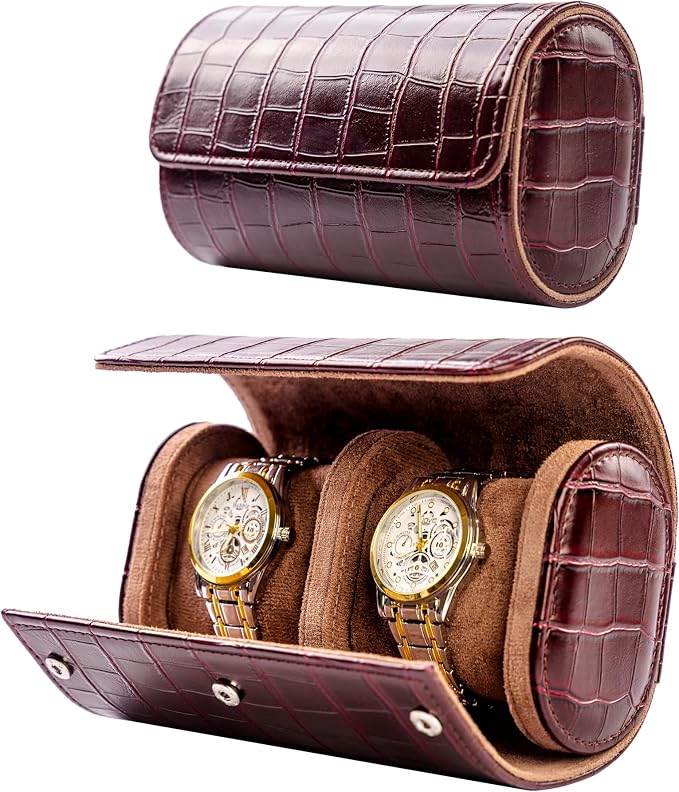 MR.OKAY 2 Watch Travel Case- Classic Leather Watch Case by MR.OKAY