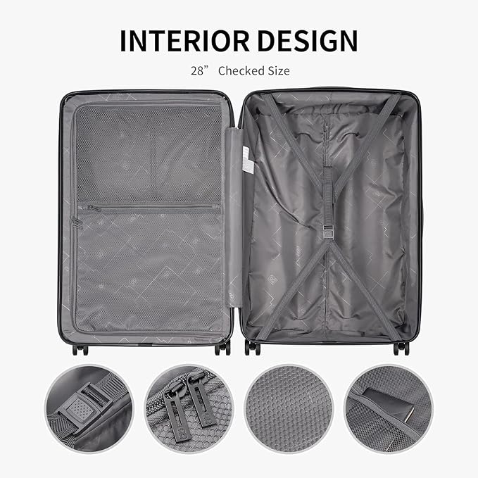 LEVEL8 Grace Luggage, 28 Inch Hardside Suitcase, Abs+Pc Harshell Spinner Luggage - Image 4