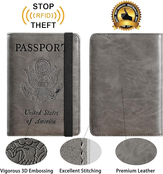 Passport Holder Cover Wallet Travel Essentials RFID Blocking Leather Card Case - Image 2