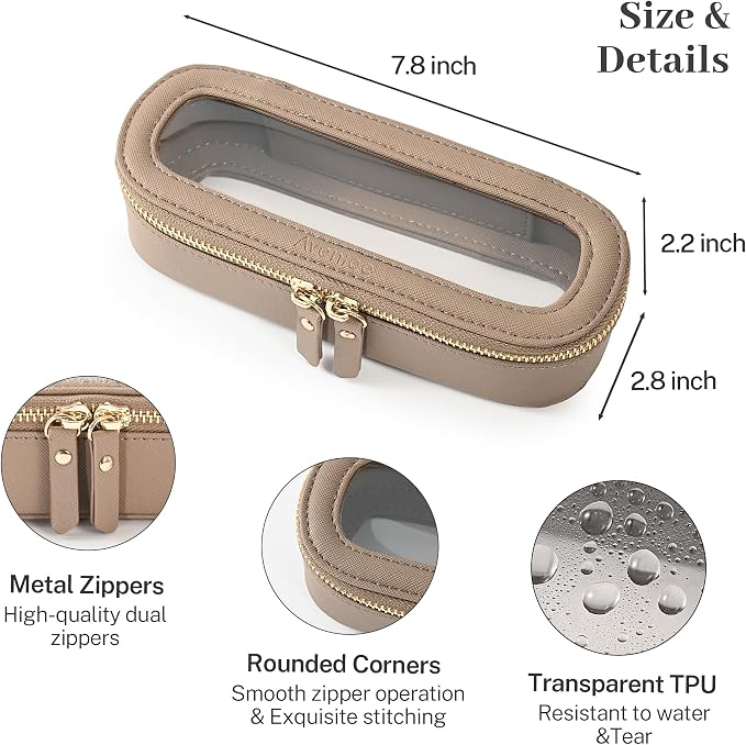Aveniee Slim Clear Makeup Brush Bag, Small Cosmetic Brush Holder, Mini Toiletry - Image 3
