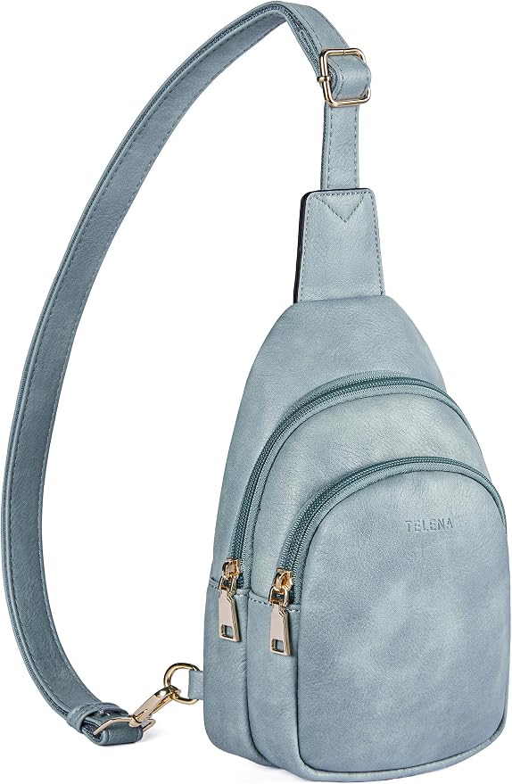 Telena Small Sling Bag for Women Leather Crossbody Fanny Packs Chest Bag for by Telena