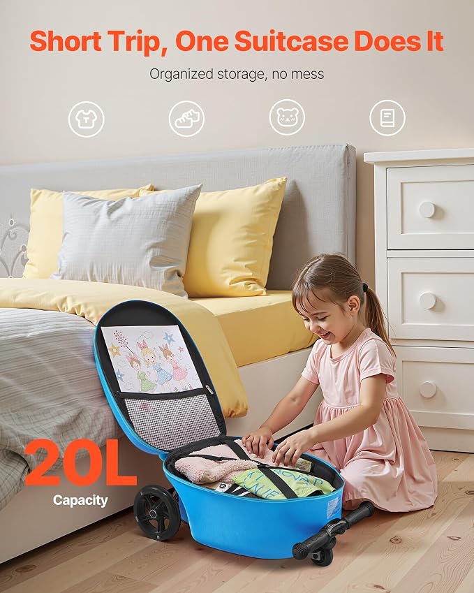 VEVOR Ride-on Luggage, 20 L Capacity, 20 Inches Kids Scooter Suitcase - Image 6
