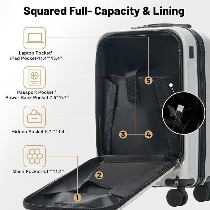 Merax Luggage Sets Front Opening, 2 Piece Hardshell Suitcase - Image 3