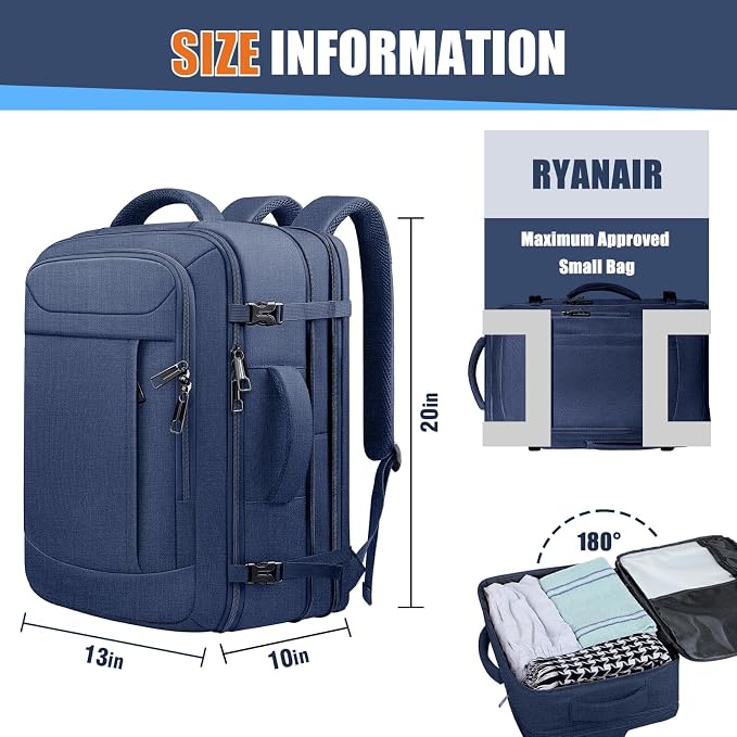 Travel Laptop Backpack, Expandable 40-50L Travel Backpack, 17.3 Inch Carry on - Image 2
