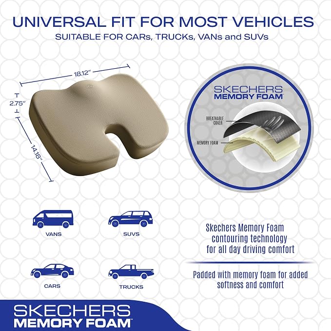 Skechers Memory Foam Seat Cushion, Office Chair Cushion - Image 5