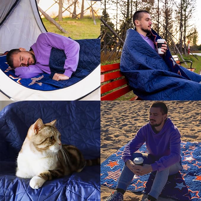 Outdoor Waterproof Blanket, Foldable Fleece Stadium Blanket - Image 6